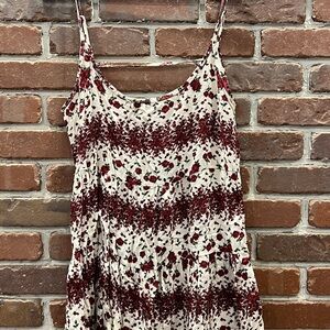 Brandy Melville Red and Cream Floral Camisole